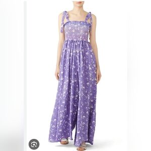 Free People Lavender and White Floral Jumpsuit